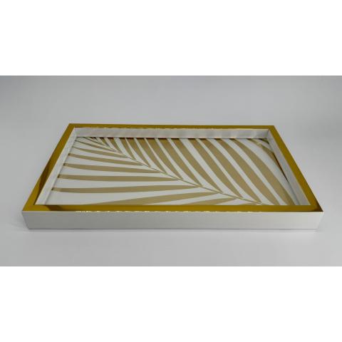 Поднос маленький деревянный + стекло 36x22x1,5cm