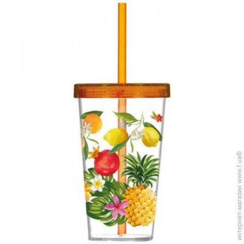 Стакан с трубочкой 660мл пластик Herevin