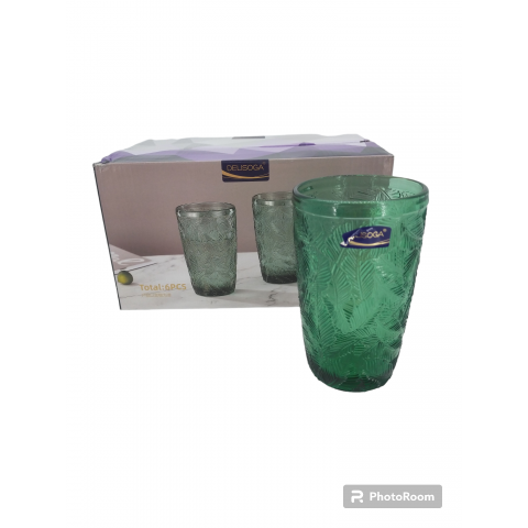Стакан стекло 380мл GREEN набор 6шт DELISOGA