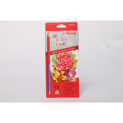 Карандаши цветные двойные набор 12шт