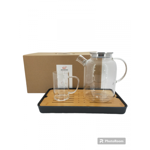 Кувшин с стаканами и поднос, набор 8шт