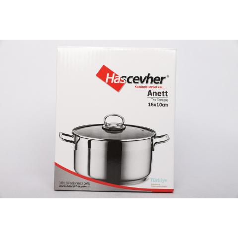 Кастрюля с крышкой 16X10cм Anett 2л, нерж. Hascevher