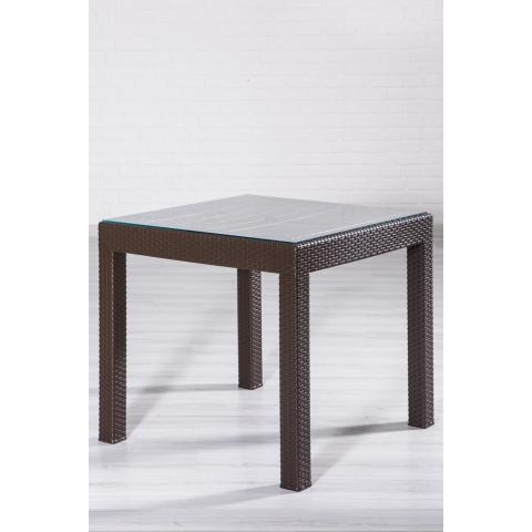 Стол 90x90cм РАТАН прозрачное стекло